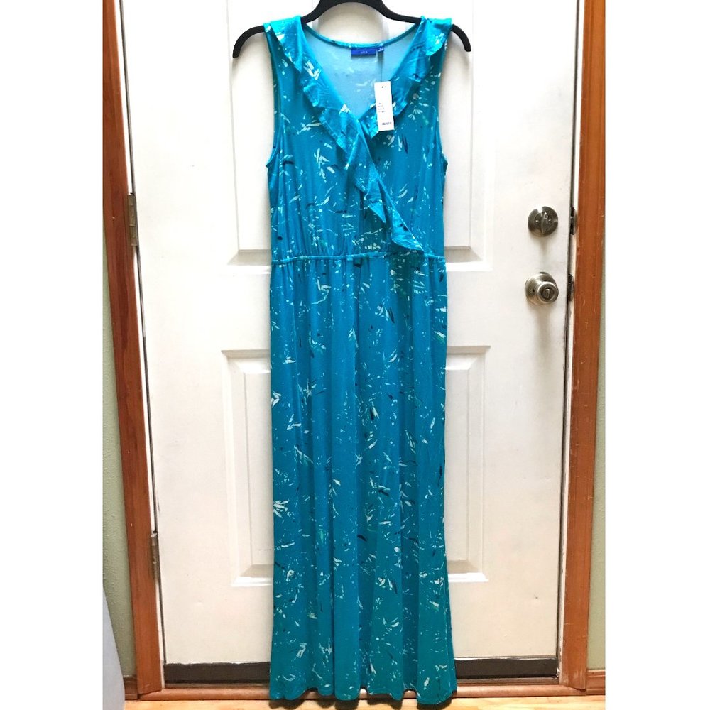 NWT Apt. 9 teal blue knit maxi sun dress Large XL